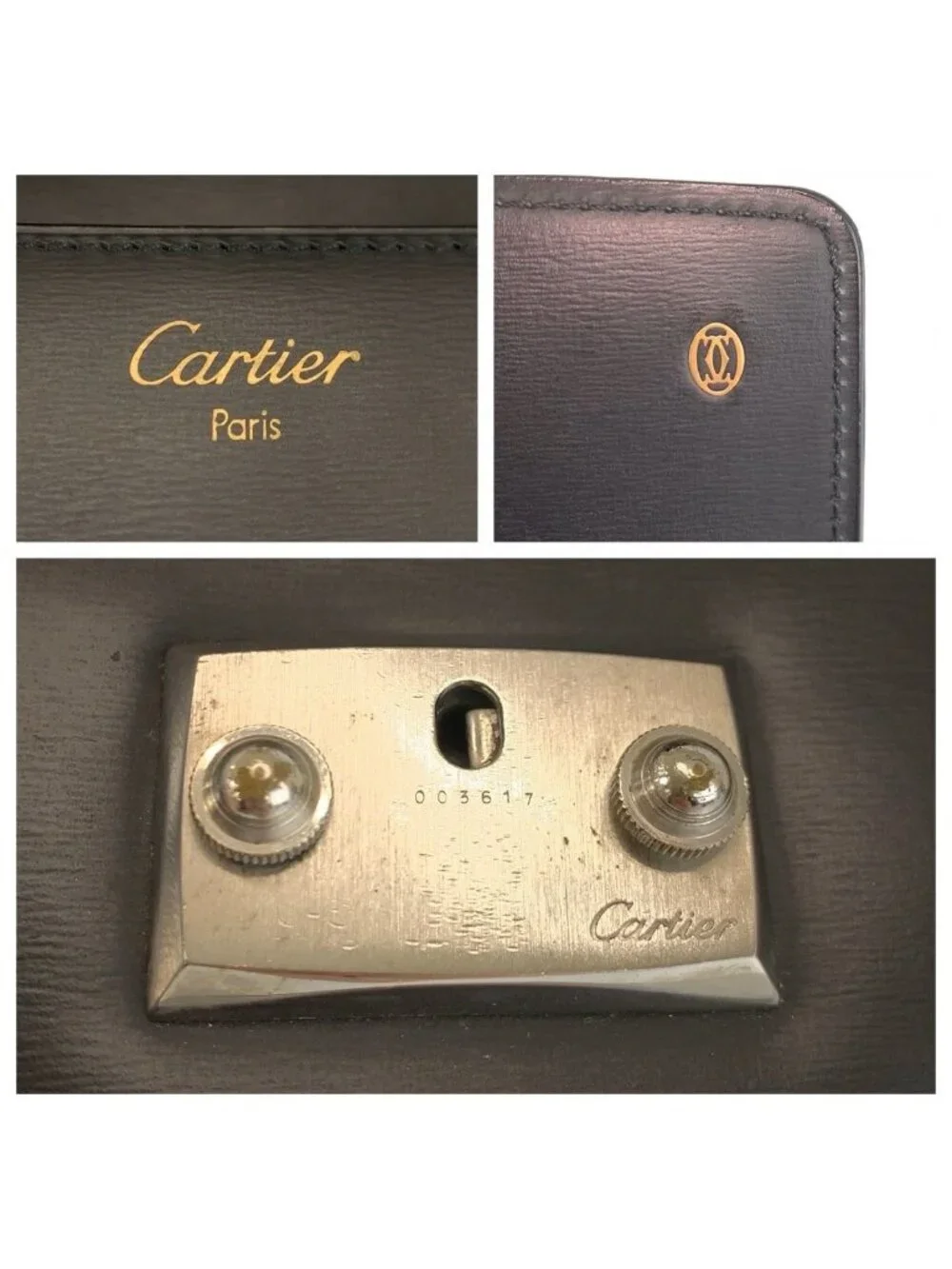 Cartier Pasha Black Silver Leather Clutch
